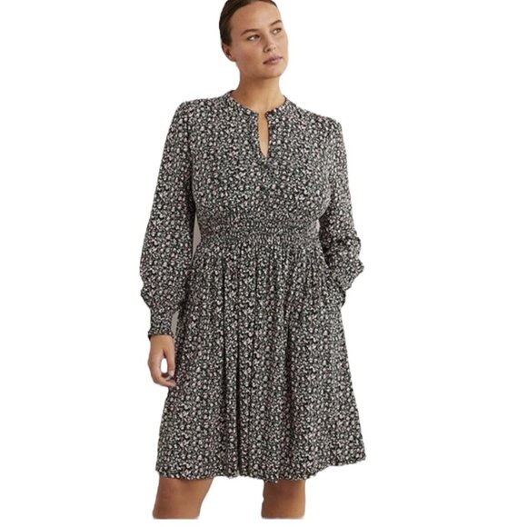 Boden Smocked Jersey Shirt Dress, Floral Pattern Women's Size 10R - Picture 1 of 11